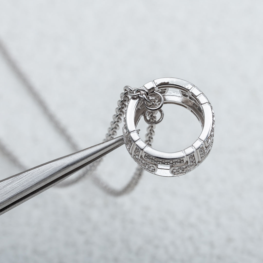 [⭐Lioran]PARENTESI NECKLACE SILVER DIAMOND