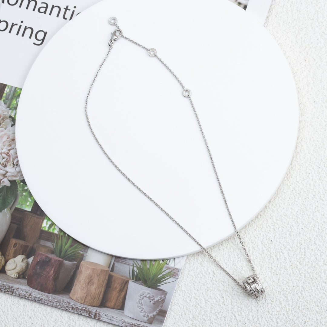 [⭐Lioran]PARENTESI NECKLACE SILVER DIAMOND