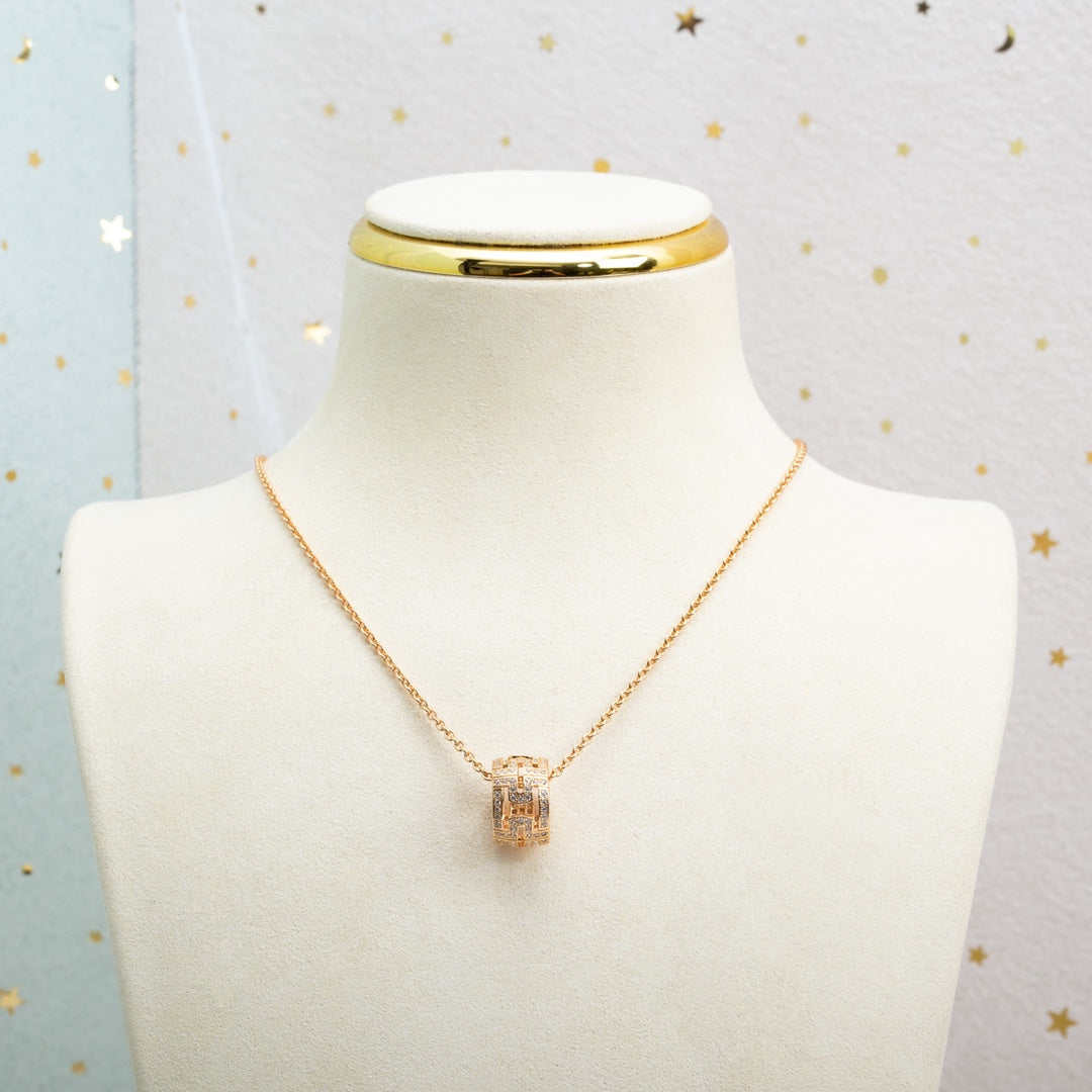 [⭐Lioran]PARENTESI NECKLACE PINK GOLD DIAMOND