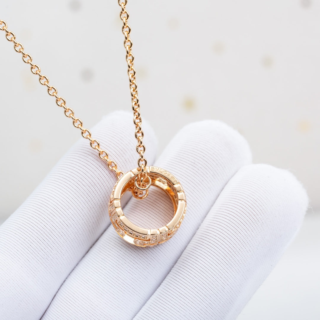 [⭐Lioran]PARENTESI NECKLACE PINK GOLD DIAMOND
