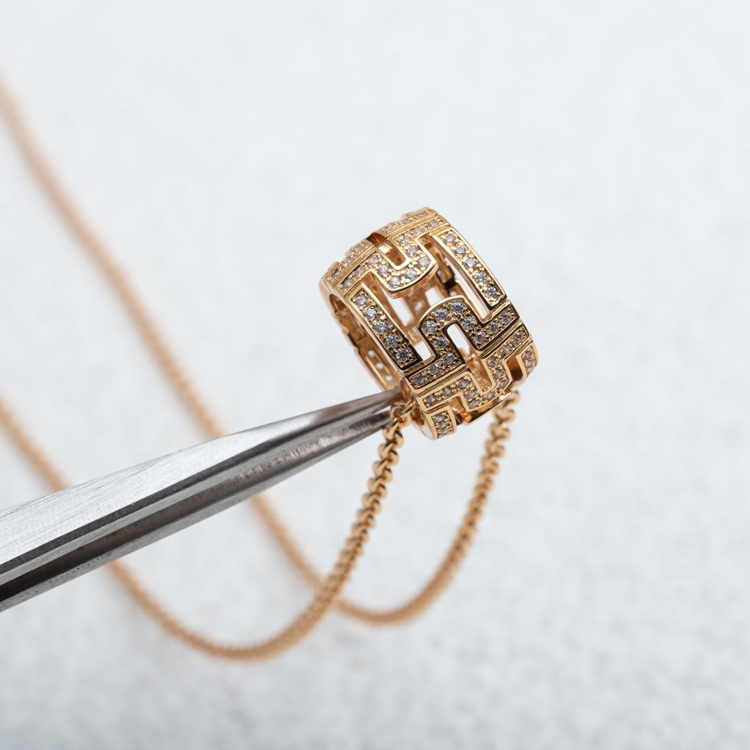 [⭐Lioran]PARENTESI NECKLACE PINK GOLD DIAMOND