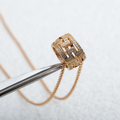 [⭐Lioran]PARENTESI NECKLACE PINK GOLD DIAMOND