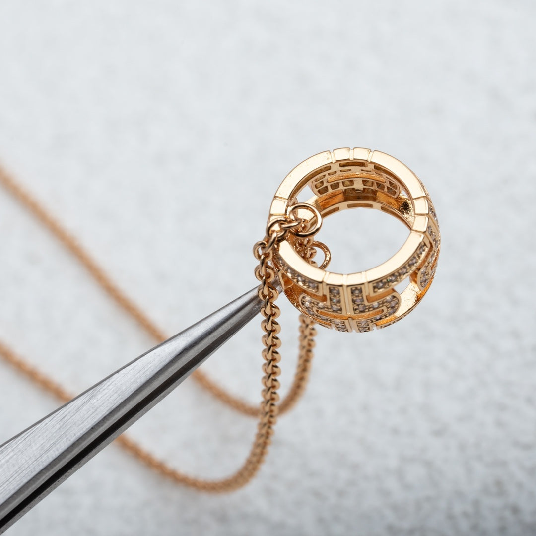 [⭐Lioran]PARENTESI NECKLACE PINK GOLD DIAMOND