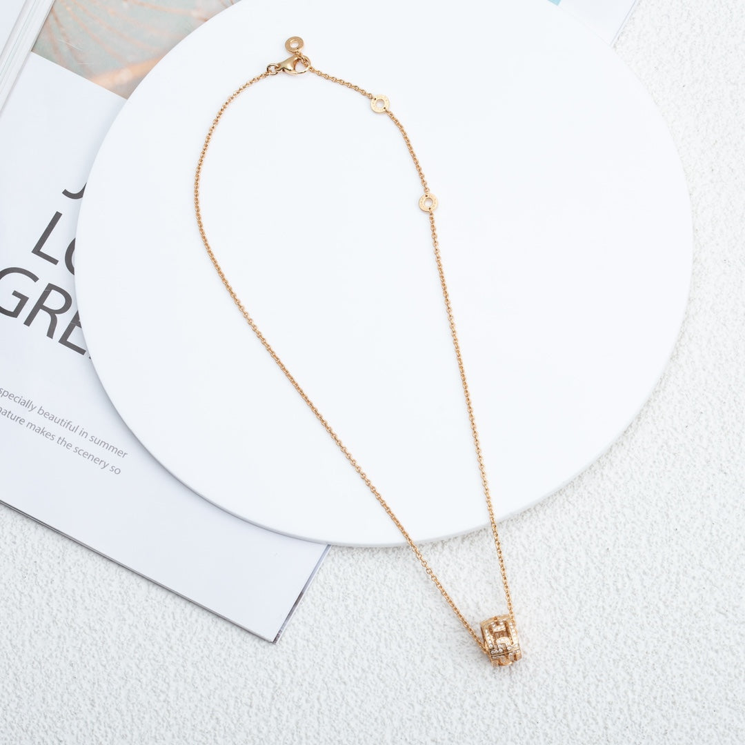 [⭐Lioran]PARENTESI NECKLACE PINK GOLD DIAMOND
