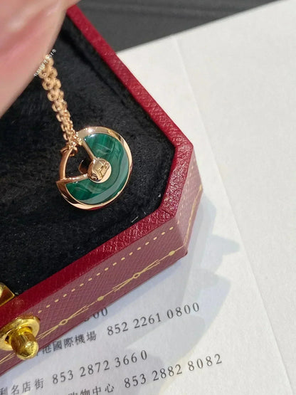 [⭐Lioran]AMULETTE ROSE GOLD MALACHITE NECKLACE