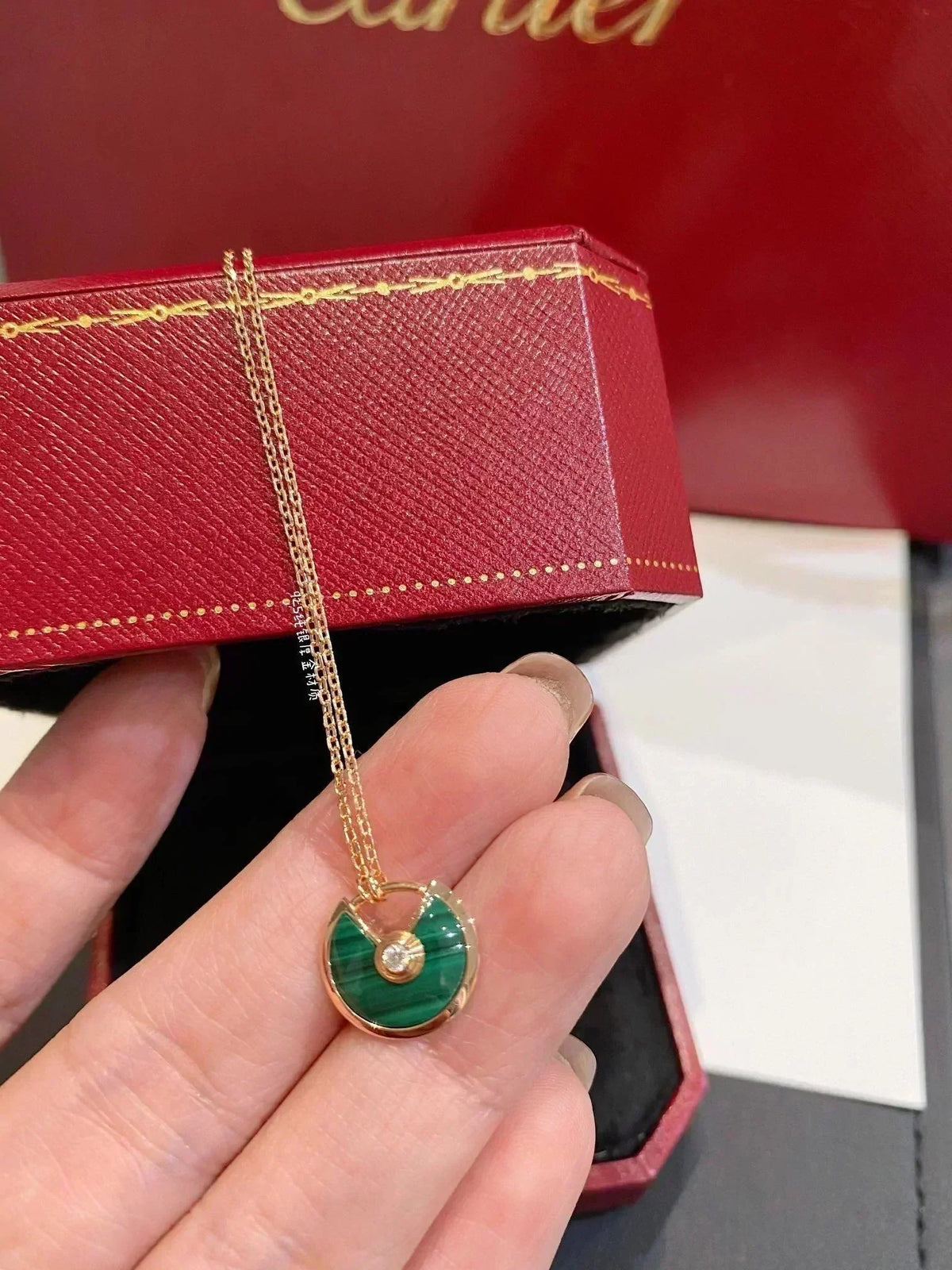 [⭐Lioran]AMULETTE ROSE GOLD MALACHITE NECKLACE