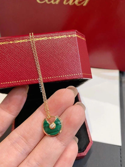 [⭐Lioran]AMULETTE ROSE GOLD MALACHITE NECKLACE