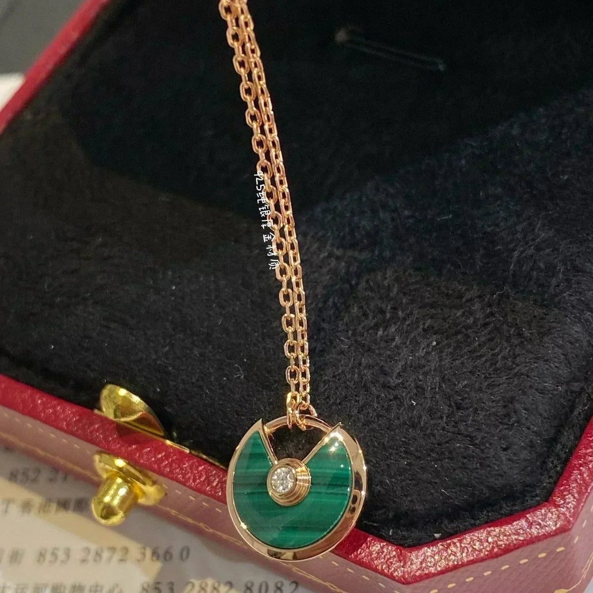 [⭐Lioran]AMULETTE ROSE GOLD MALACHITE NECKLACE