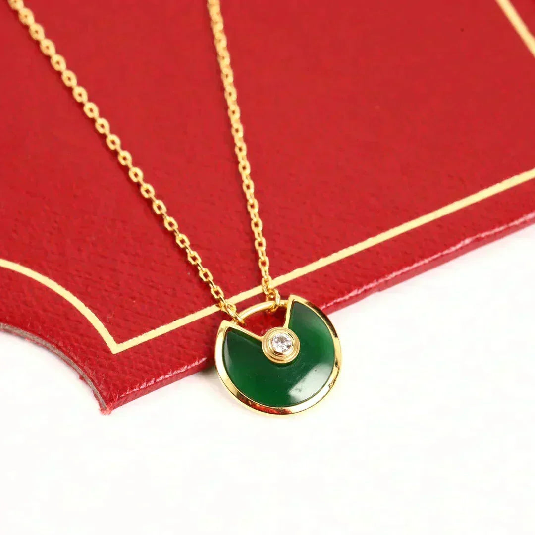 [⭐Lioran]AMULETTE GOLD MALACHITE NECKLACE