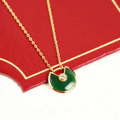 [⭐Lioran]AMULETTE GOLD MALACHITE NECKLACE