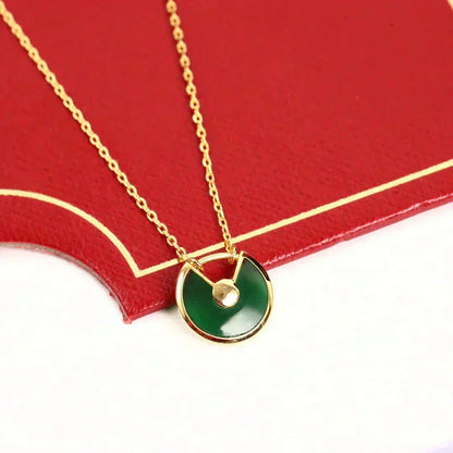 [⭐Lioran]AMULETTE GOLD MALACHITE NECKLACE