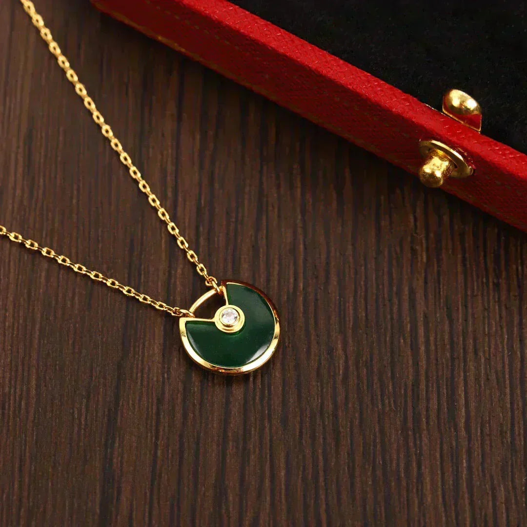 [⭐Lioran]AMULETTE GOLD MALACHITE NECKLACE