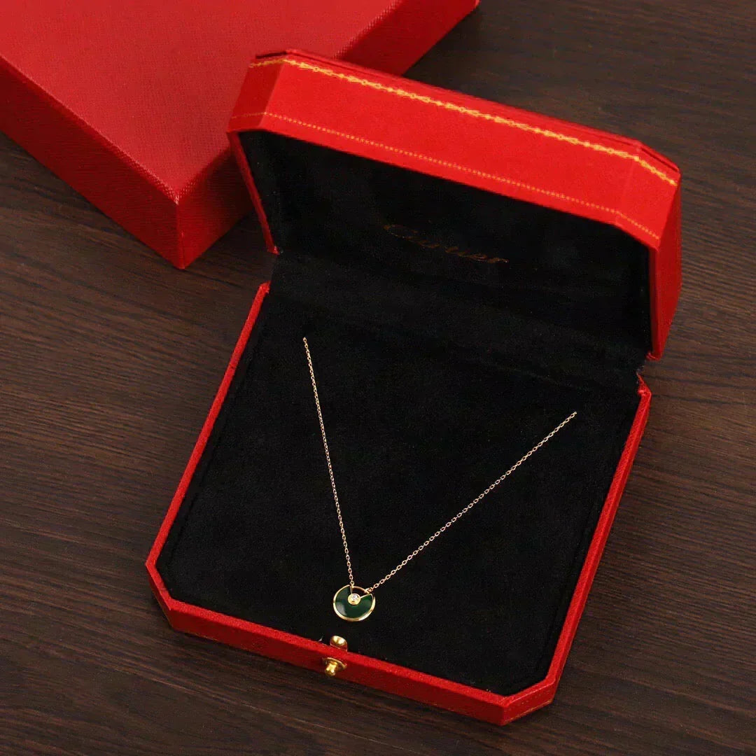 [⭐Lioran]AMULETTE GOLD MALACHITE NECKLACE