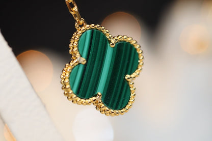 [⭐Lioran]CLOVER EARRINGS GOLD MALACHITE DIAMOND 3 MOTIF