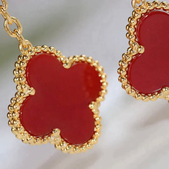[⭐Lioran]CLOVER  2 MOTIF  TIGER EYE CARNELIAN EARRINGS