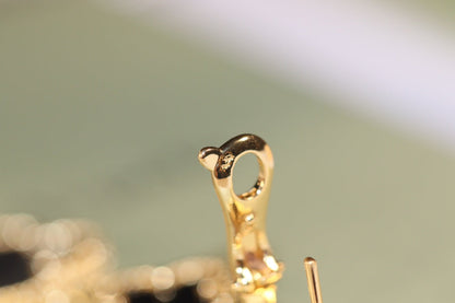 [⭐Lioran]CLOVER EARRINGS GOLD ONYX MOP 3 MOTIF