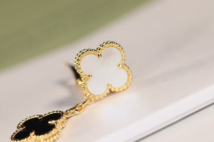 [⭐Lioran]CLOVER EARRINGS GOLD ONYX MOP 3 MOTIF