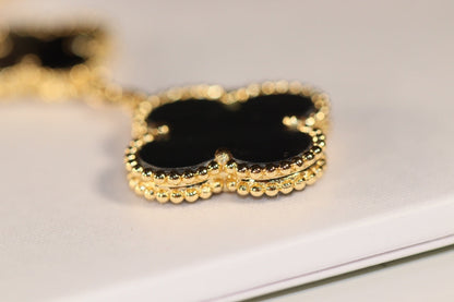 [⭐Lioran]CLOVER EARRINGS GOLD ONYX MOP 3 MOTIF