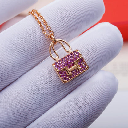 [⭐Lioran]CONSTANCE PEDANT PURPLE DIAMOND NECKLACE