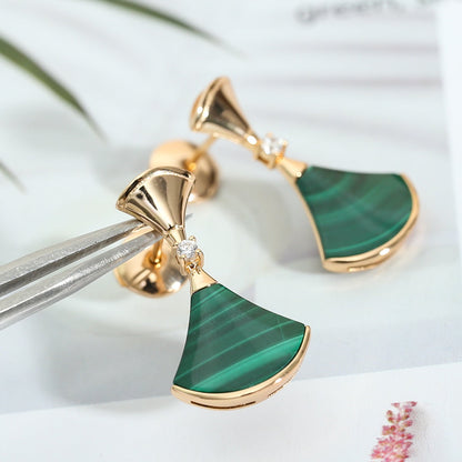 [⭐Lioran]DREAM MALACHITE PINK GOLD EARRINGS