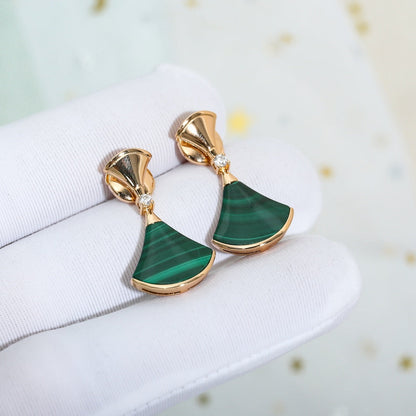 [⭐Lioran]DREAM MALACHITE PINK GOLD EARRINGS