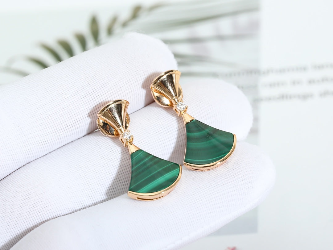 [⭐Lioran]DREAM MALACHITE PINK GOLD EARRINGS
