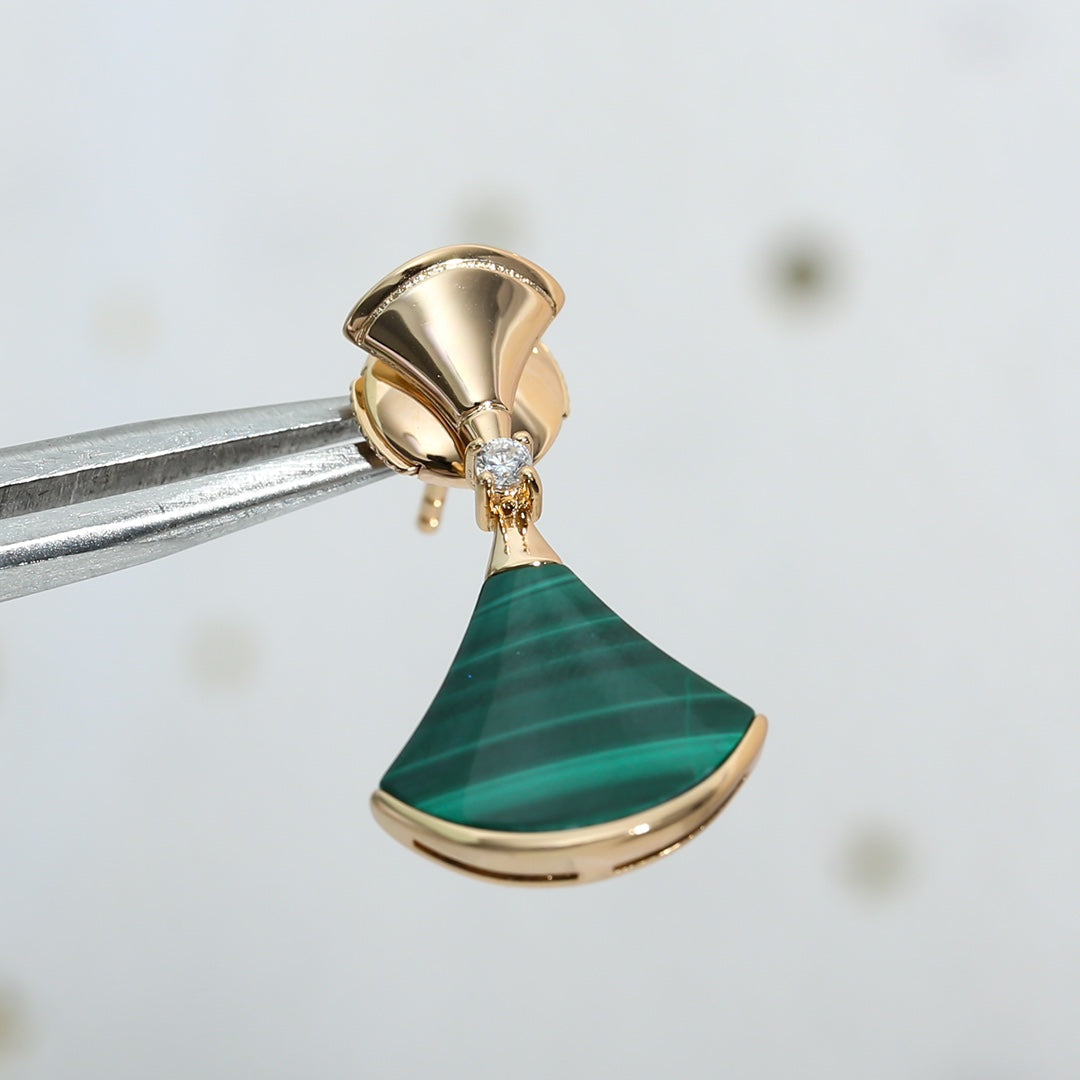 [⭐Lioran]DREAM MALACHITE PINK GOLD EARRINGS