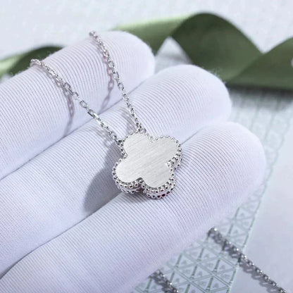 [⭐Lioran]CLOVER  15MM DIAMOND LASER NECKLACE SILVER