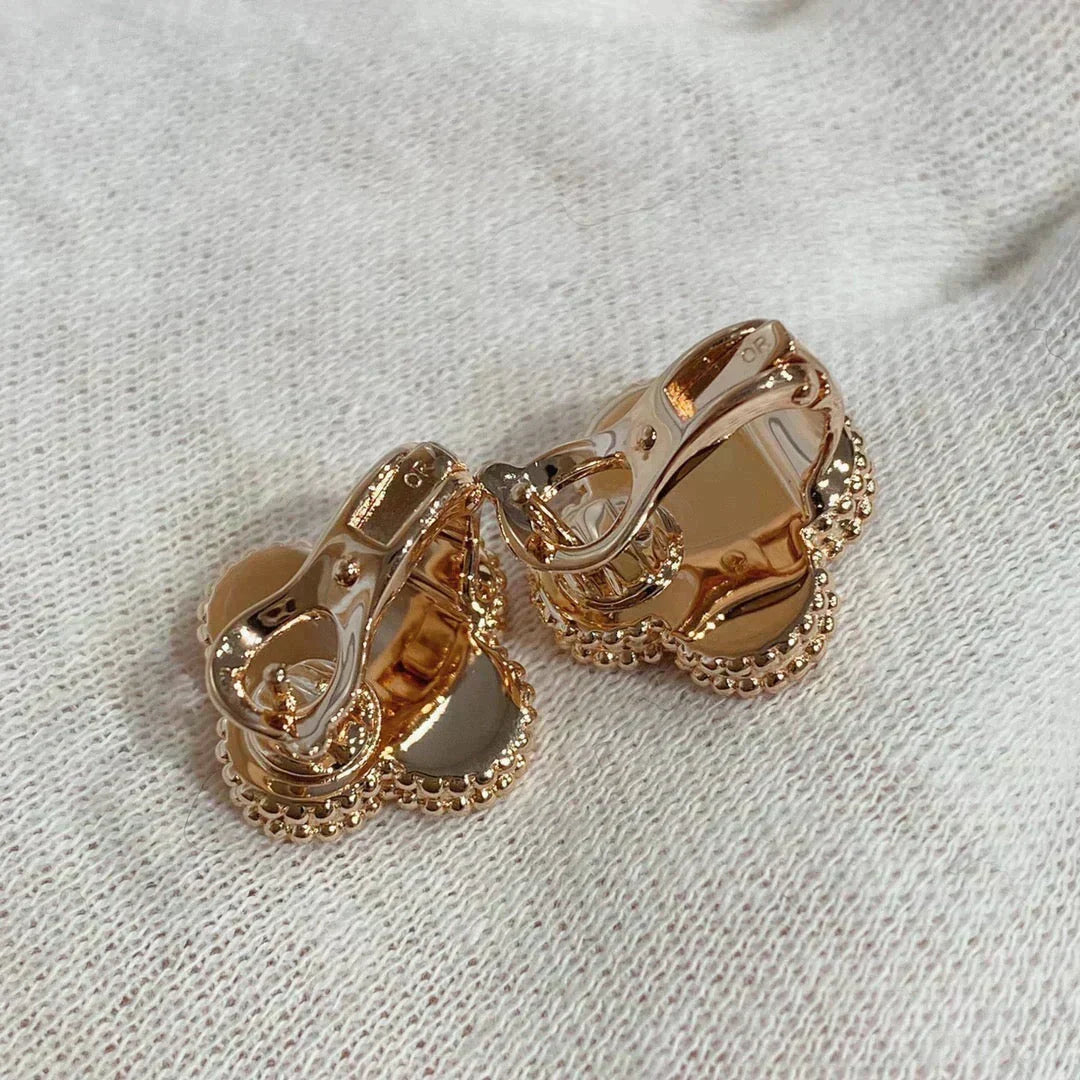 [⭐Lioran]CLOVER MEDIUM 1 MOTIFS CARNELIAN  DIAMOND earrings