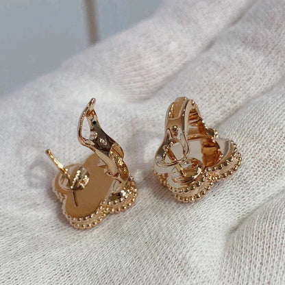 [⭐Lioran]CLOVER MEDIUM 1 MOTIFS CARNELIAN  DIAMOND earrings