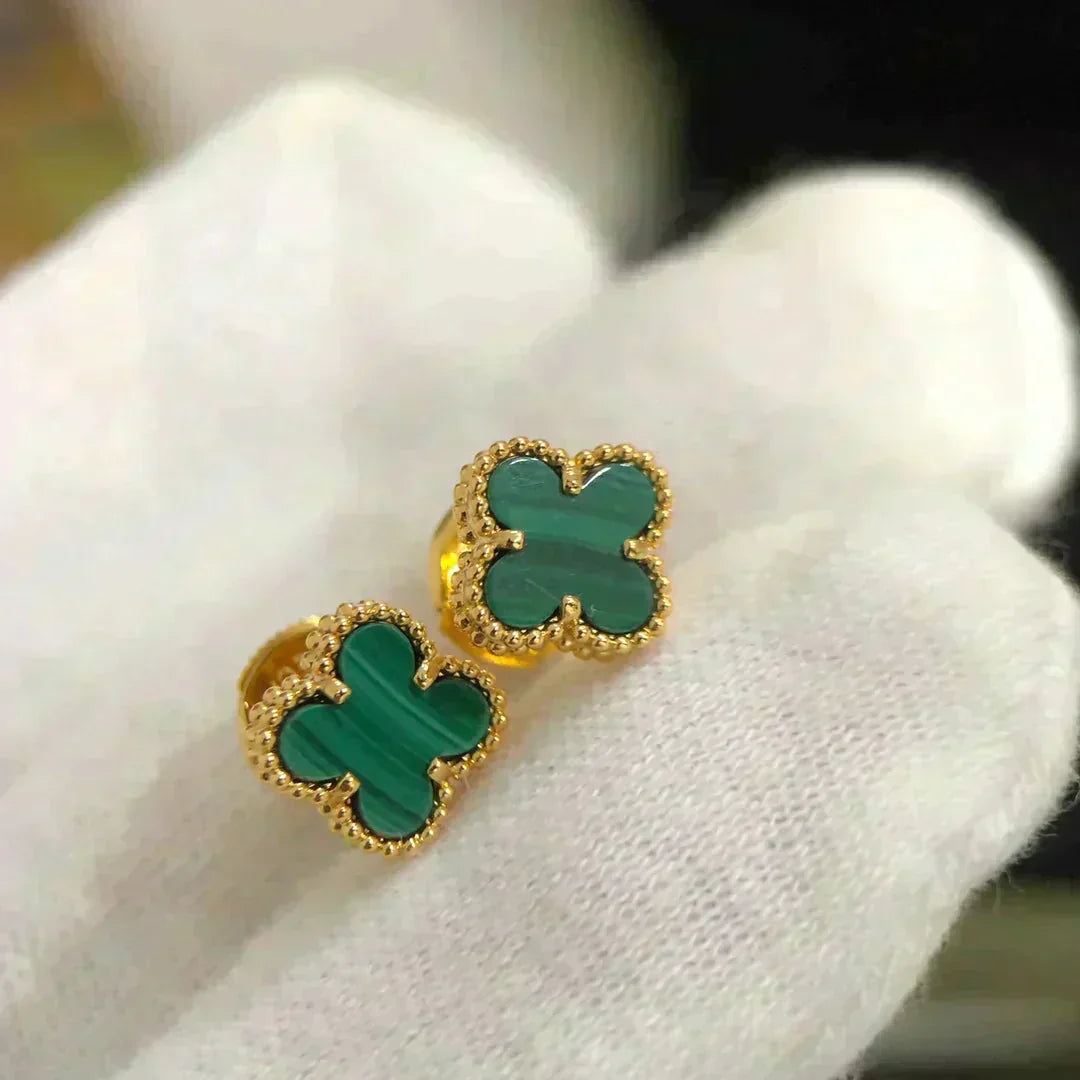 [⭐Lioran]CLOVER MINI 9.5MM MALACHITE  EARRINGS