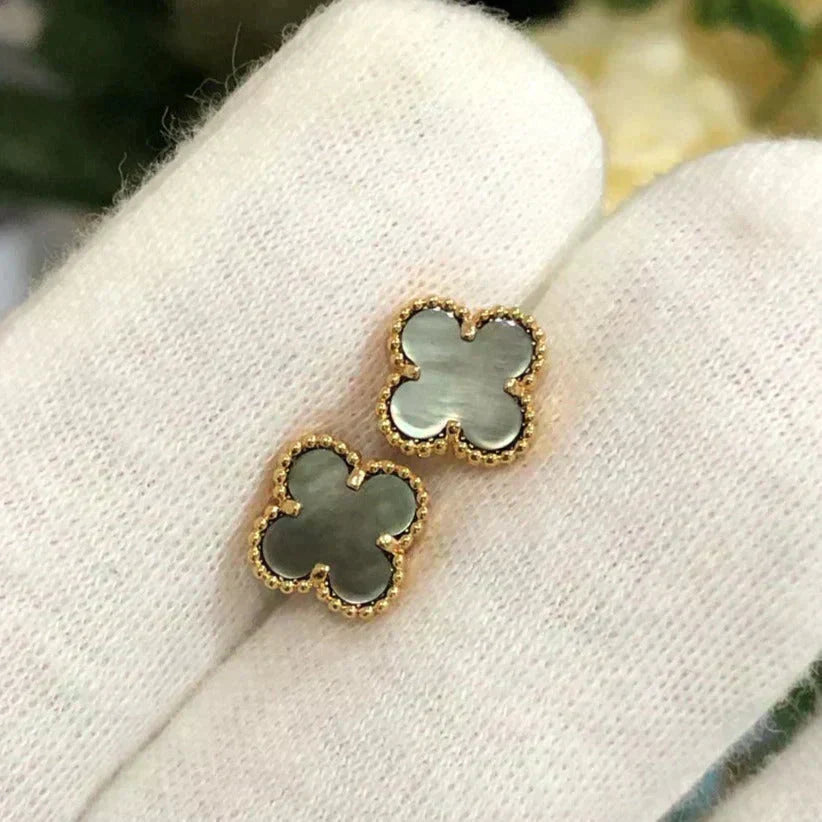 [⭐Lioran]CLOVER MINI 9.5MM GRAY MOP EARRINGS