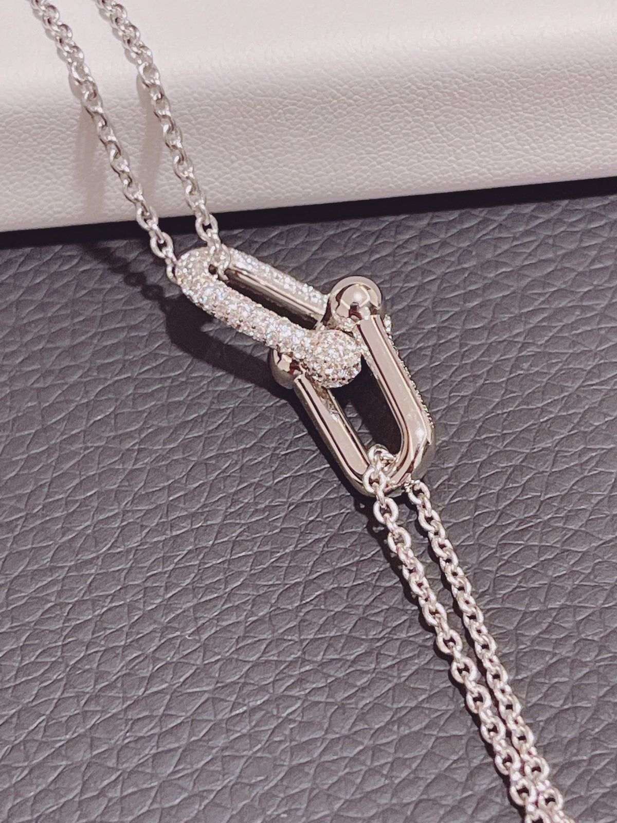 [Lioran]HARDWEAR DOUBLE LINK PEDANT SILVER DIAMOND NECKLACE