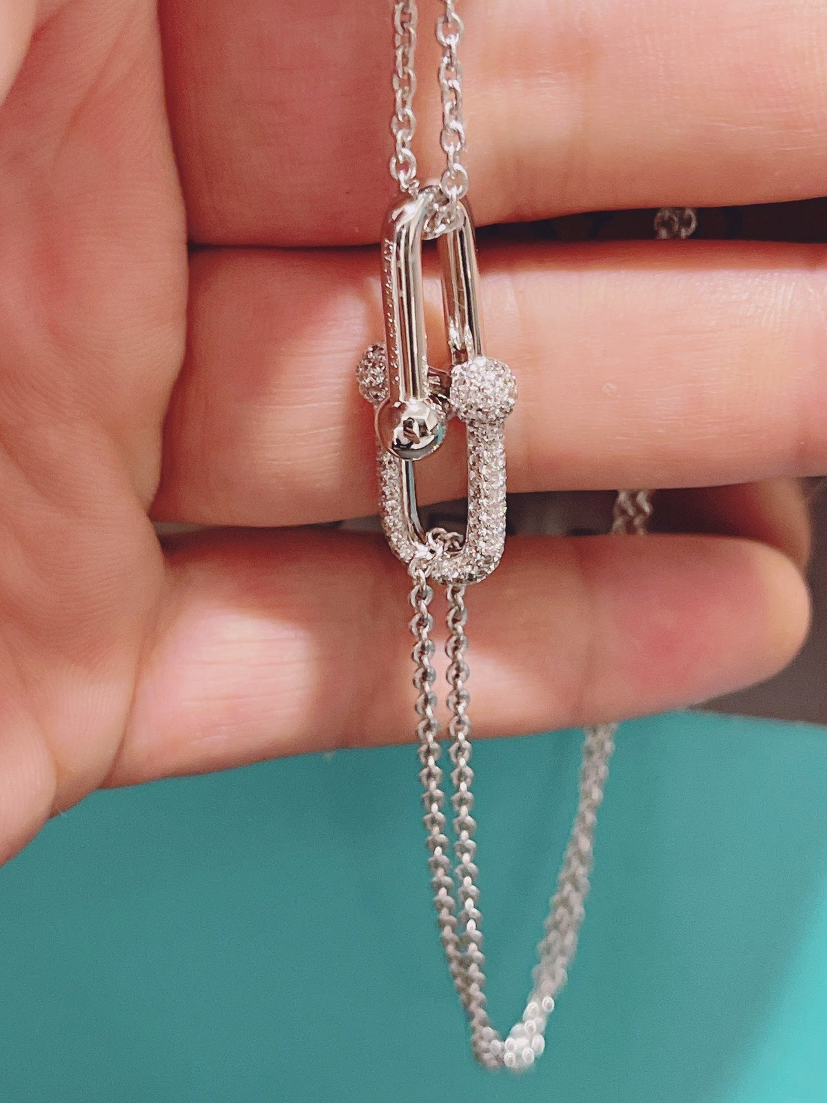 [Lioran]HARDWEAR DOUBLE LINK PEDANT SILVER DIAMOND NECKLACE