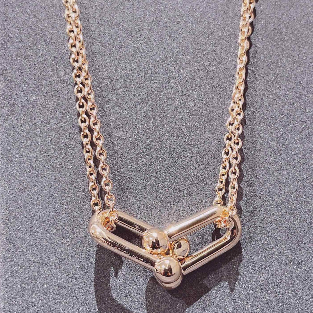 [Lioran]HARDWEAR DOUBLE LINK PEDANT PINK GOLD NECKLACE