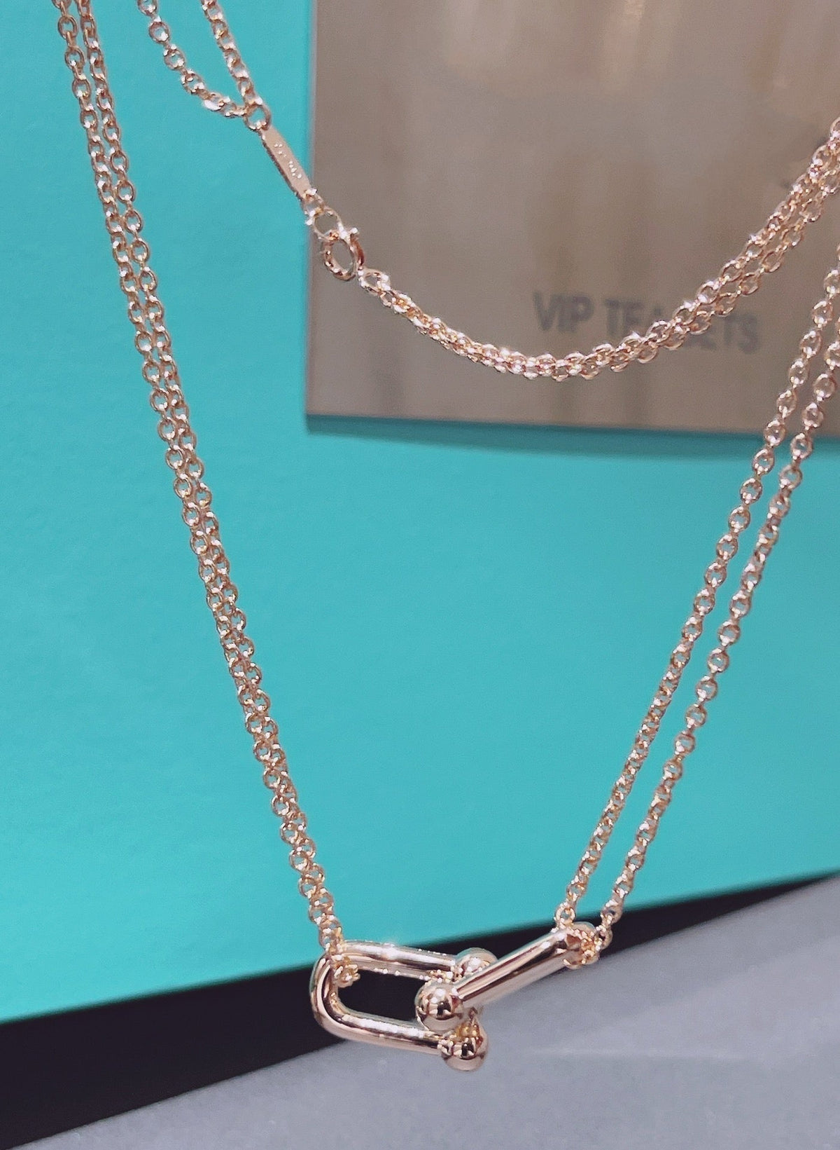 [Lioran]HARDWEAR DOUBLE LINK PEDANT PINK GOLD NECKLACE