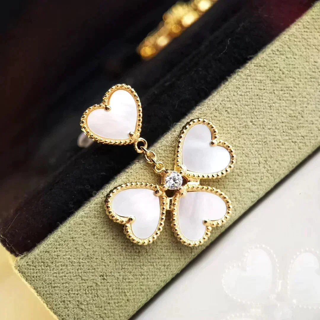 [⭐Lioran]CLOVER SWEET WHITE MOP EARRINGS