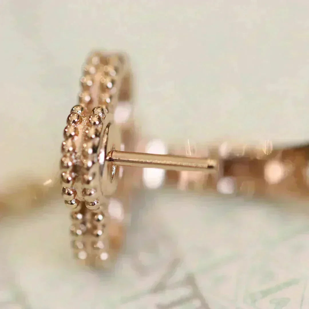 [⭐Lioran]CLOVER MEDIUM 1 MOTIFS FUll DIAMOND EARRINGS