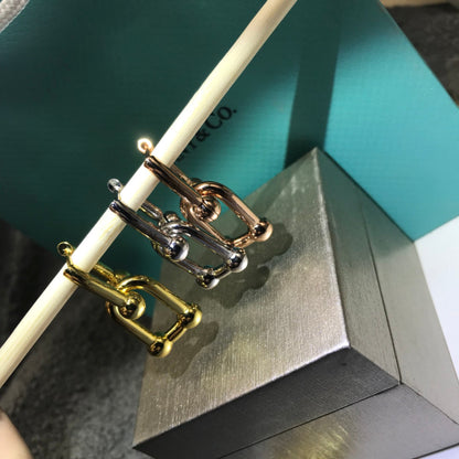[Lioran]HARDWARE DROP EARRINGS DOUBLE LINK