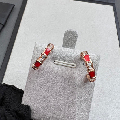 [⭐Lioran]SERPENTI CARNELIAN PINK GOLD EARRINGS