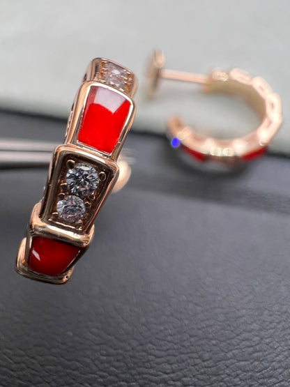 [⭐Lioran]SERPENTI CARNELIAN PINK GOLD EARRINGS
