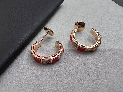 [⭐Lioran]SERPENTI CARNELIAN PINK GOLD EARRINGS
