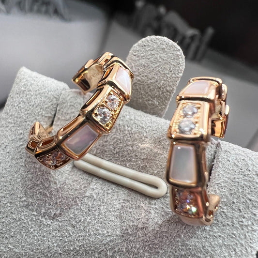 [⭐Lioran]SERPENTI MOP PINK GOLD EARRINGS