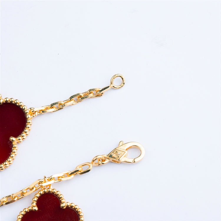 [⭐Lioran]CLOVER BRACELET 5 MOTIFS CARNELIAN TIGER EYE