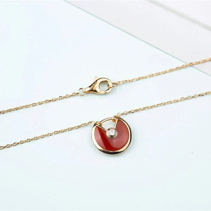 [⭐Lioran]AMULETTE GOLD CARNELIAN ONYX NECKLACE