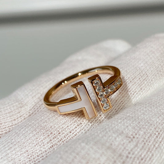 [Lioran]T WIRE MOP DIAMOND RING PINK GOLD