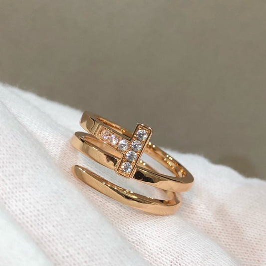 [Lioran]T WIRE DOUBLE ROWS RING PINK GOLD