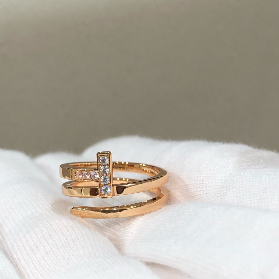 [Lioran]T WIRE DOUBLE ROWS RING PINK GOLD