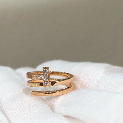 [Lioran]T WIRE DOUBLE ROWS RING PINK GOLD