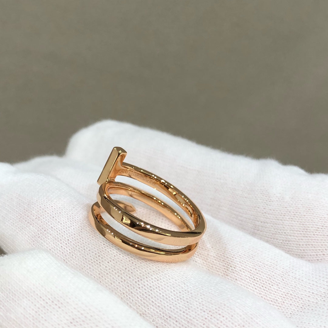 [Lioran]T WIRE DOUBLE ROWS RING PINK GOLD